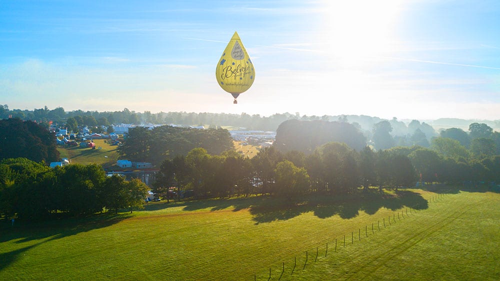 Image of Belvoir Balloon at Bristol Balloon Fiesta designed by graphic designer and branding designer Jessica Croome of Perth WA