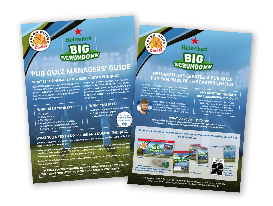 Image of Heineken Big Scrumdown documents designed by graphic designer and branding designer Jessica Croome of Perth WA