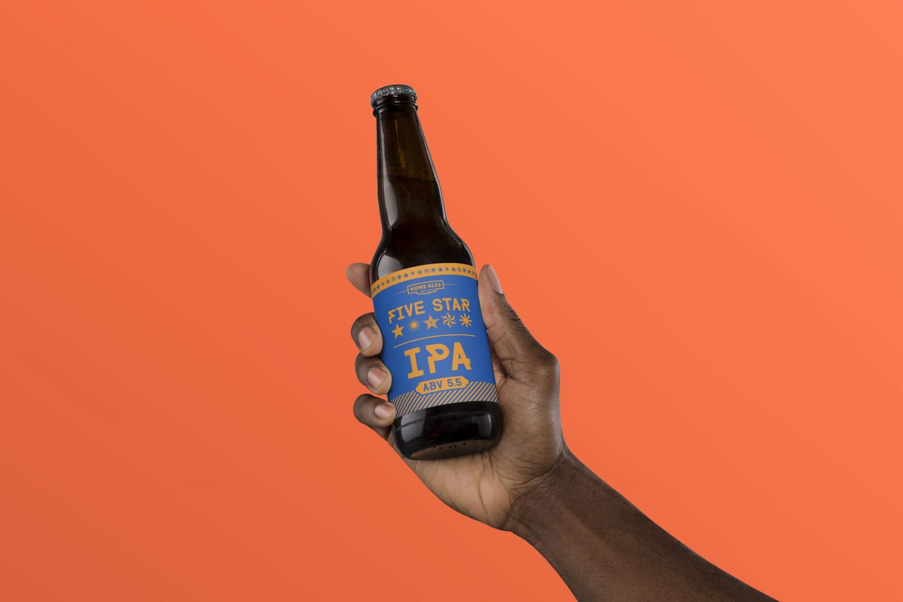 Design for Five Star IPA bottle label designed by branding designer and graphic designer Jessica Croome of Perth, WA