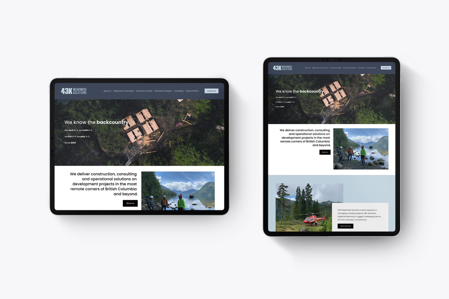 43k Wilderness Solutions website design page layouts