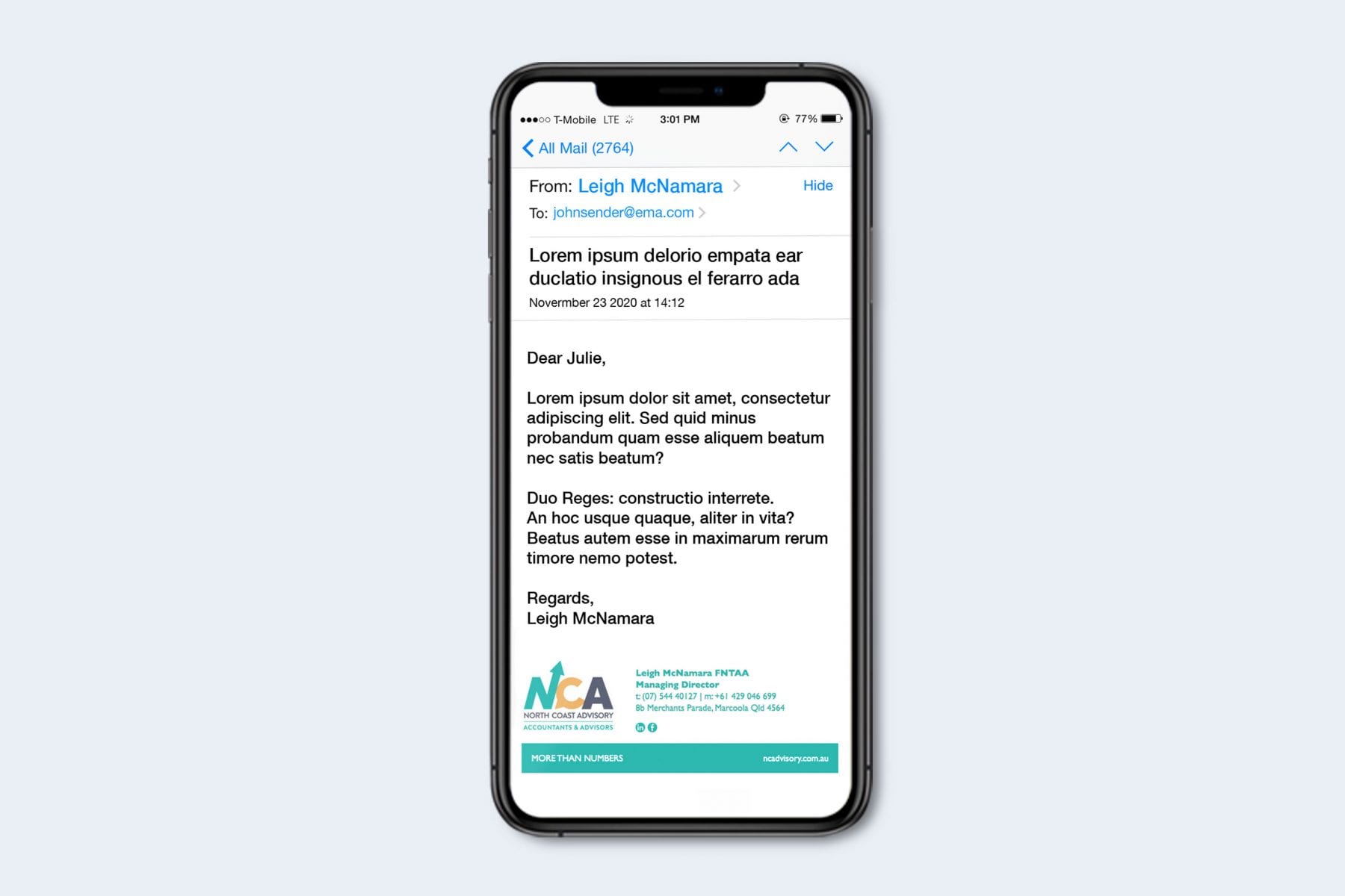 Image of North Coast Advisory email signature design